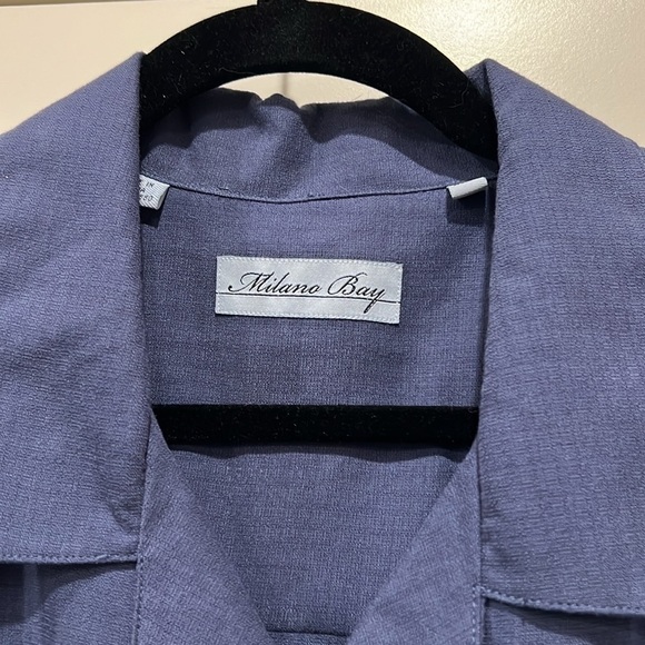 Milano Bay Mens Bowling/Havana Style SS Shirt - Dark Blue/Light Blue Size XXL - Picture 2 of 6